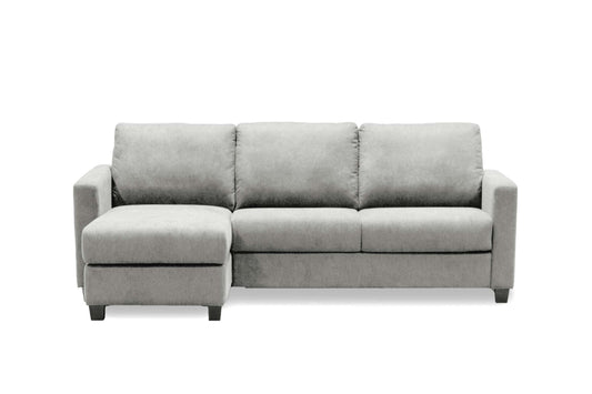 Sealy Jenson Queen Sofa Bed with Storage Chaise in Laurent Smoke - Comfortable Sleeper Sofa