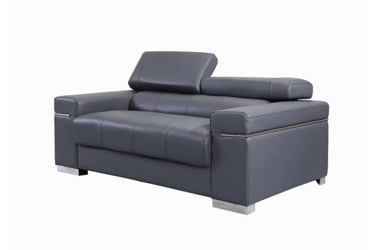 Premium Italian Leather Loveseat Gray
