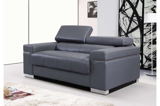 Premium Italian Leather Loveseat Gray