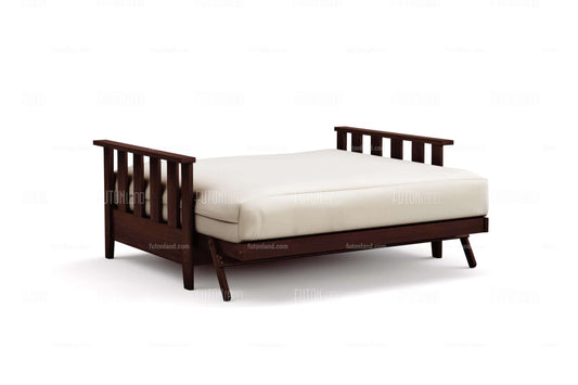 Queen Loveseat Size Futon Frame - Canby Black Walnut Wall Hugger