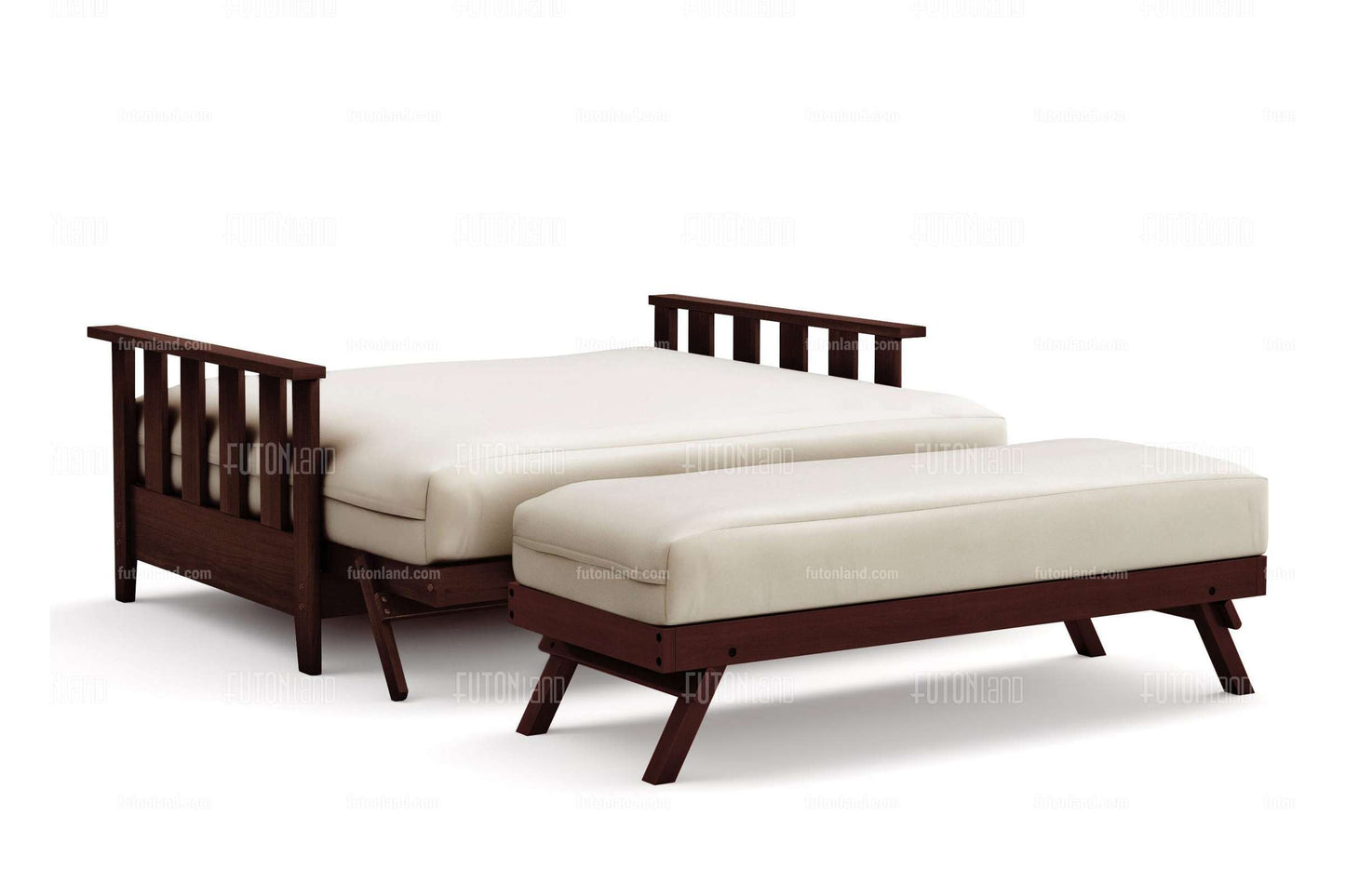 Queen Loveseat Size Futon Frame - Canby Black Walnut Wall Hugger