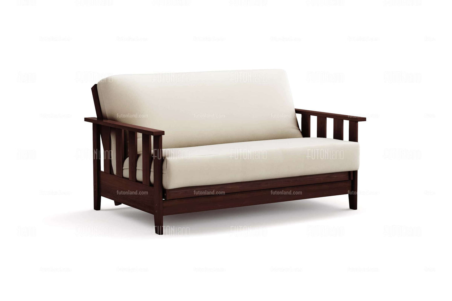 Queen Loveseat Size Futon Frame - Canby Black Walnut Wall Hugger