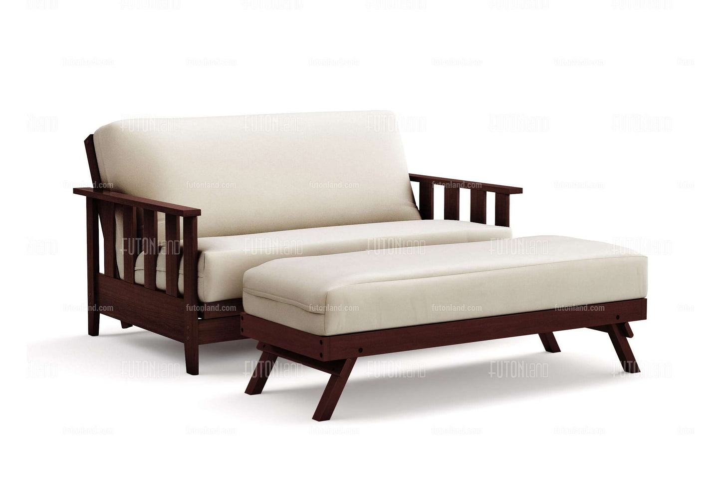 Queen Loveseat Size Futon Frame - Canby Black Walnut Wall Hugger