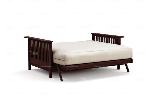 Queen Loveseat Futon Frame - Denali Dark Cherry Wall Hugger - Hardwood Construction
