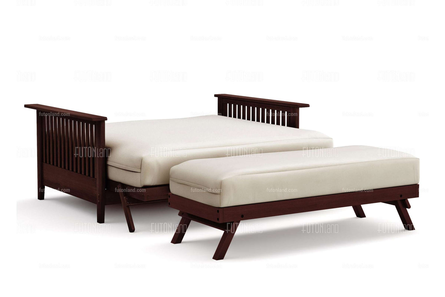 Queen Loveseat Futon Frame - Denali Dark Cherry Wall Hugger - Hardwood Construction