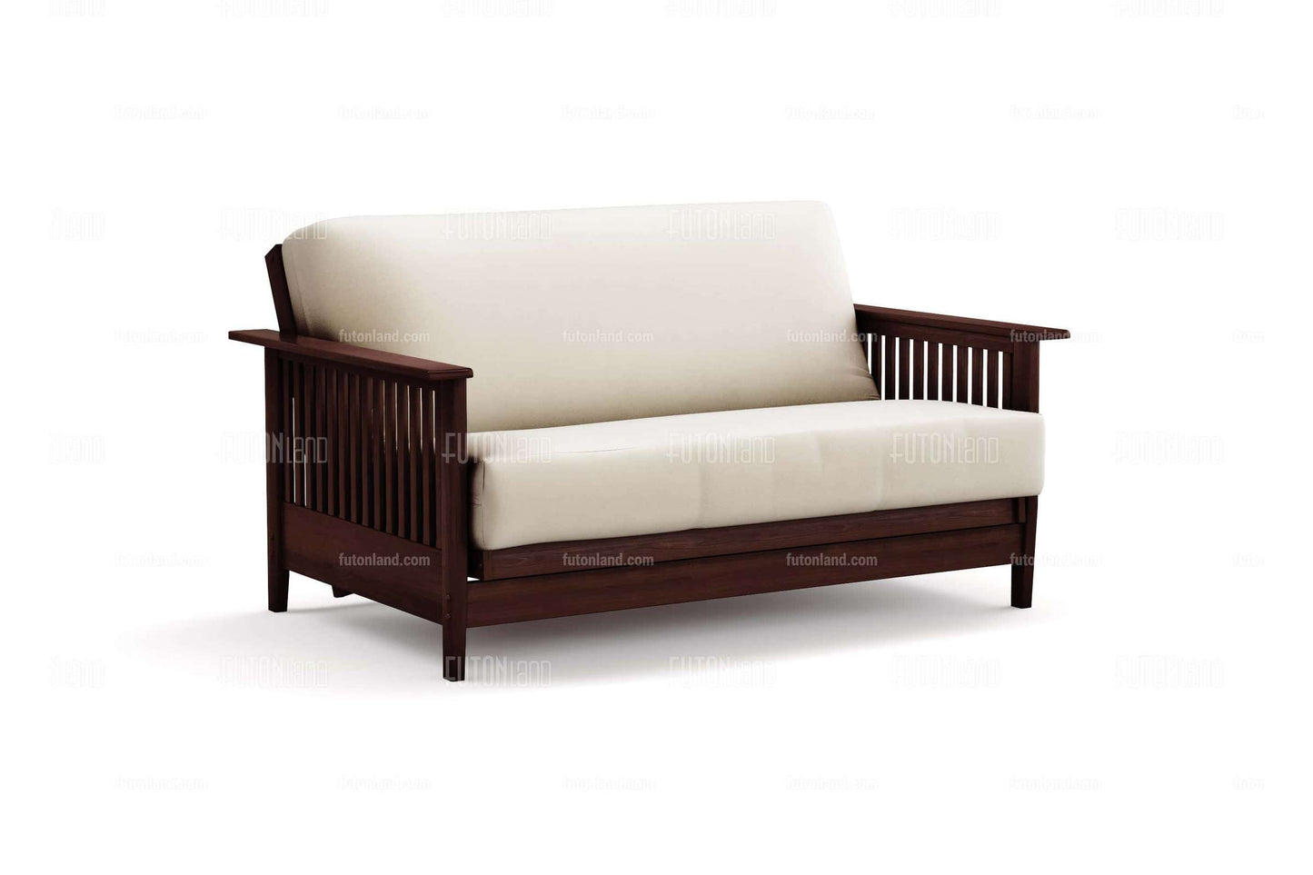 Queen Loveseat Futon Frame - Denali Dark Cherry Wall Hugger - Hardwood Construction