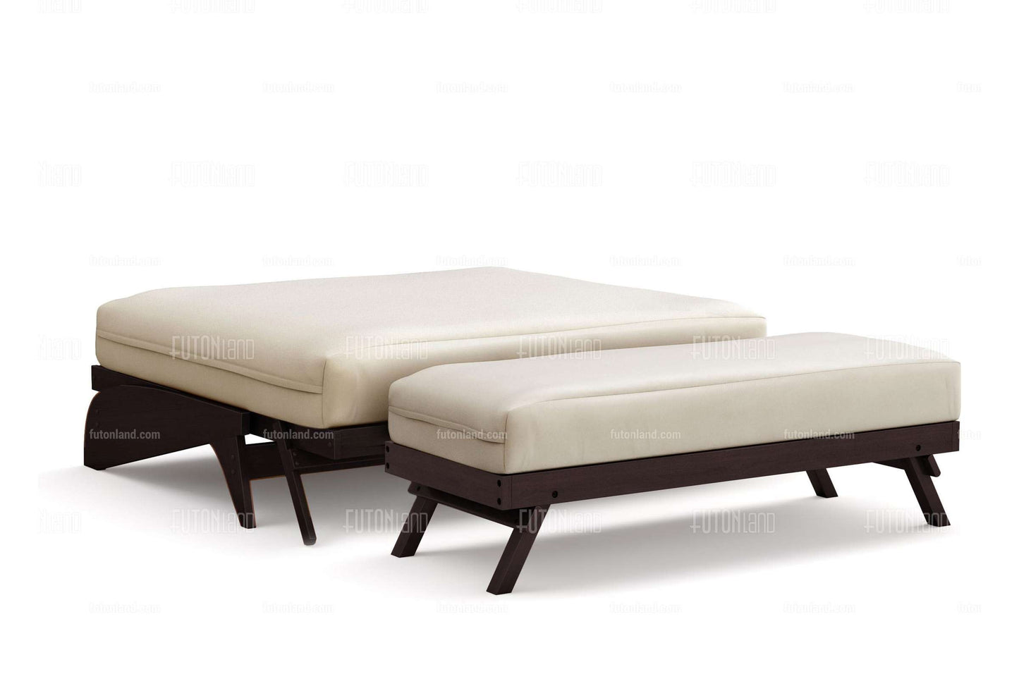 Queen Loveseat Futon Frame - Dillon Black Walnut Wall Hugger Design