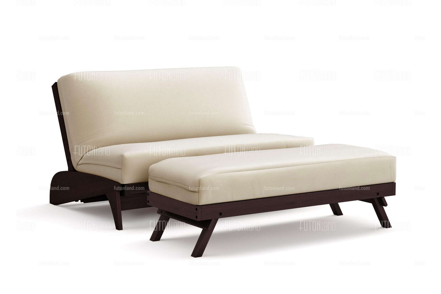 Queen Loveseat Futon Frame - Dillon Black Walnut Wall Hugger Design