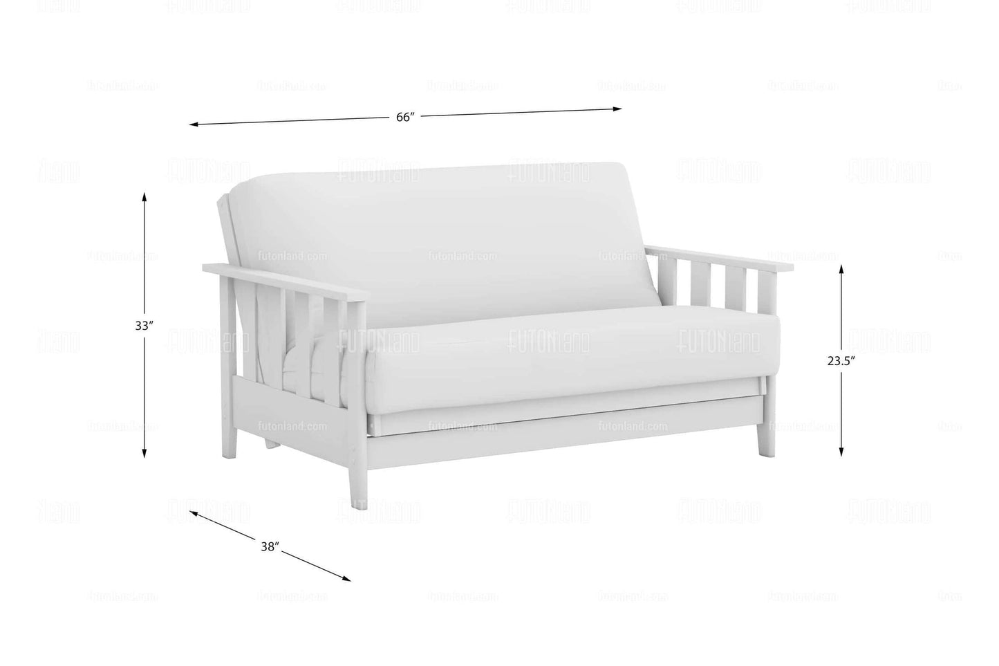 Queen Loveseat Size Futon Frame - Canby Black Walnut Wall Hugger