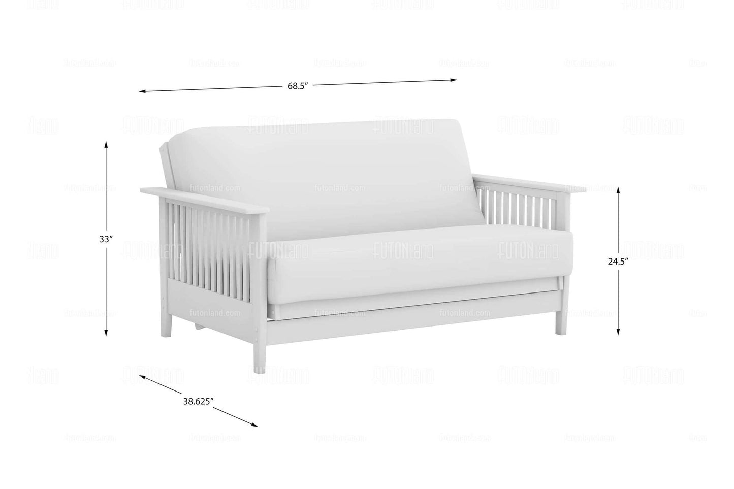 Queen Loveseat Futon Frame - Denali Dark Cherry Wall Hugger - Hardwood Construction