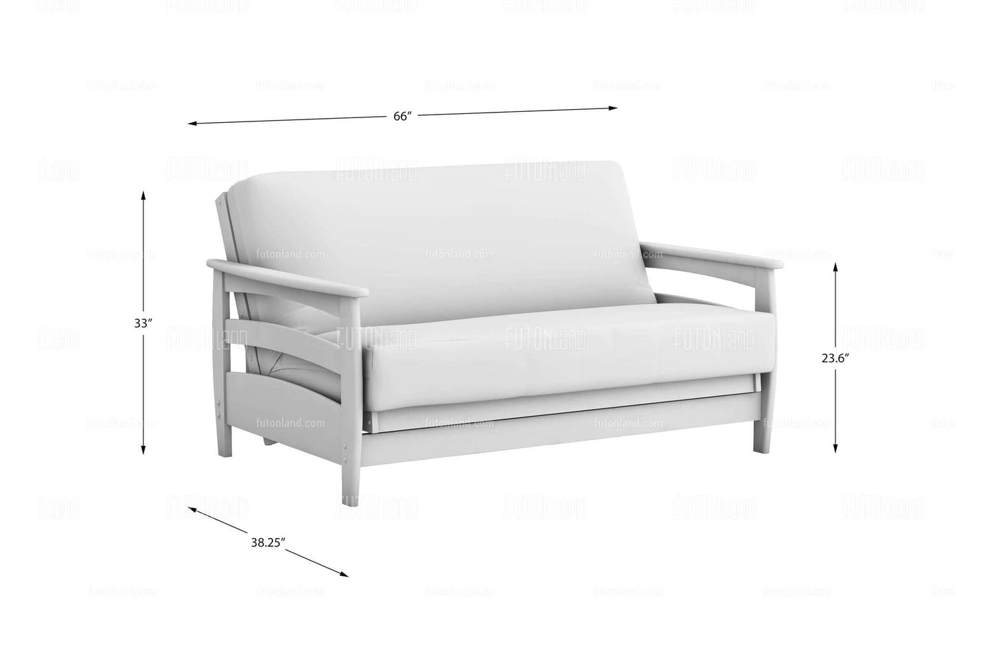 Queen Loveseat Futon Frame - Galena Black Walnut Wall Hugger Style