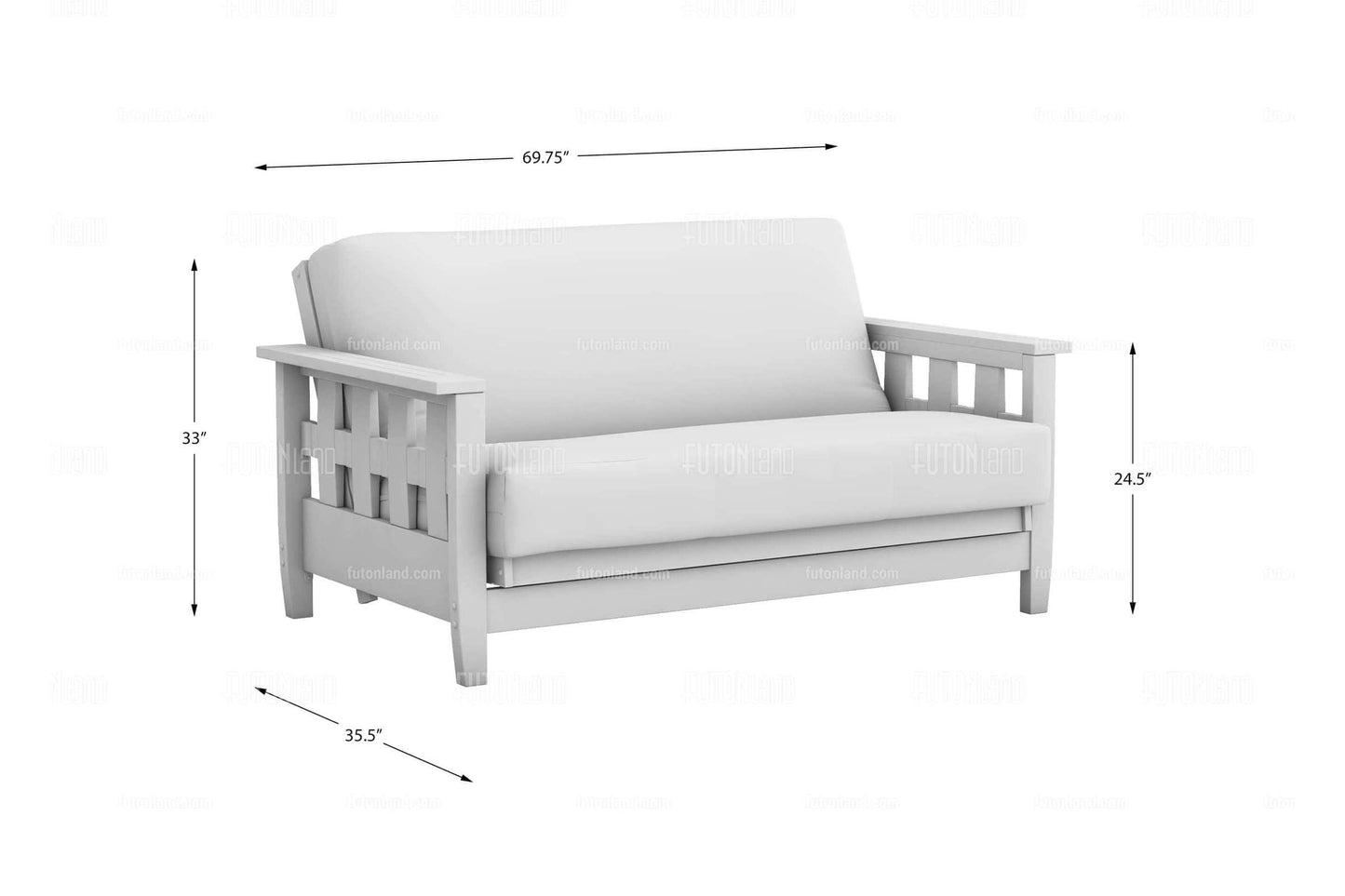 Queen Loveseat Futon Frame - Lambton Dark Cherry Wall Hugger