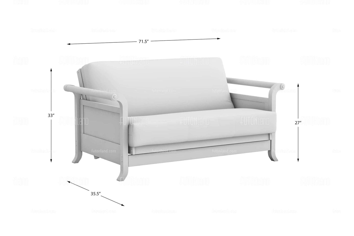 Queen Loveseat Futon Frame - Lexington Dark Cherry Wall Hugger