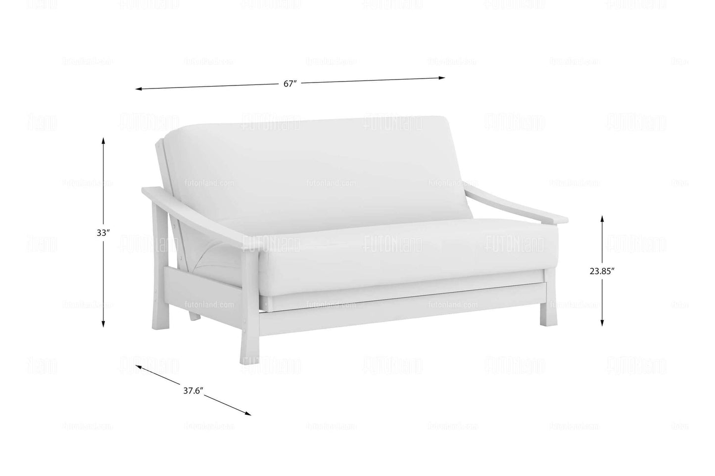 Queen Loveseat Futon Frame - Pagoda Black Walnut Wall Hugger