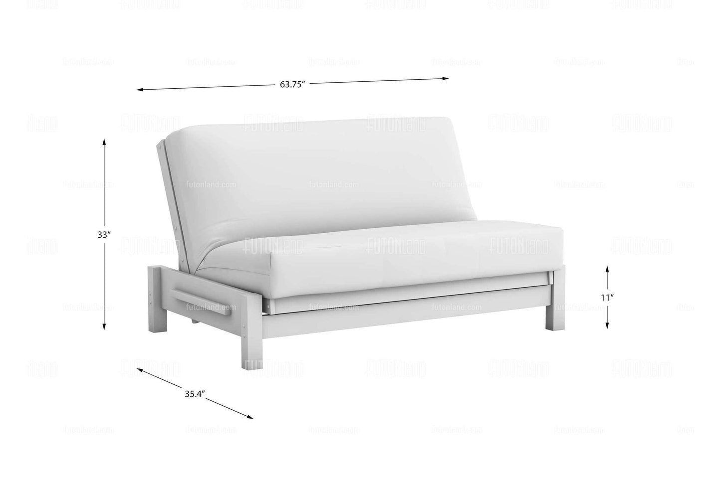 Queen Loveseat Futon Frame - Tozi Black Walnut Wall Hugger