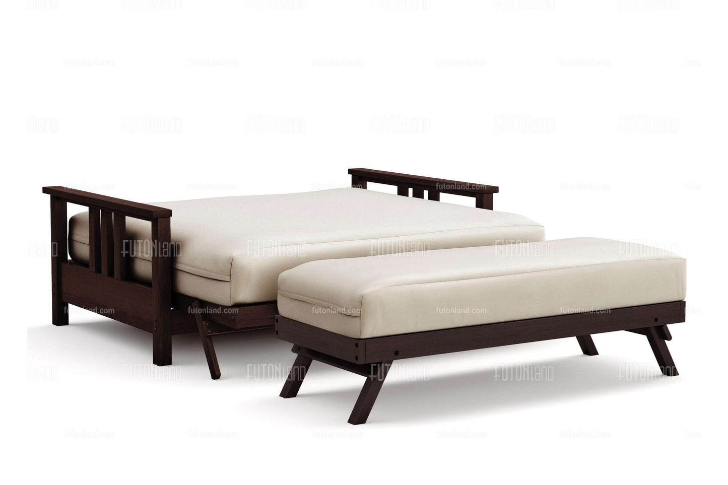 Queen Loveseat Futon Frame - Durango Black Walnut Wall Hugger