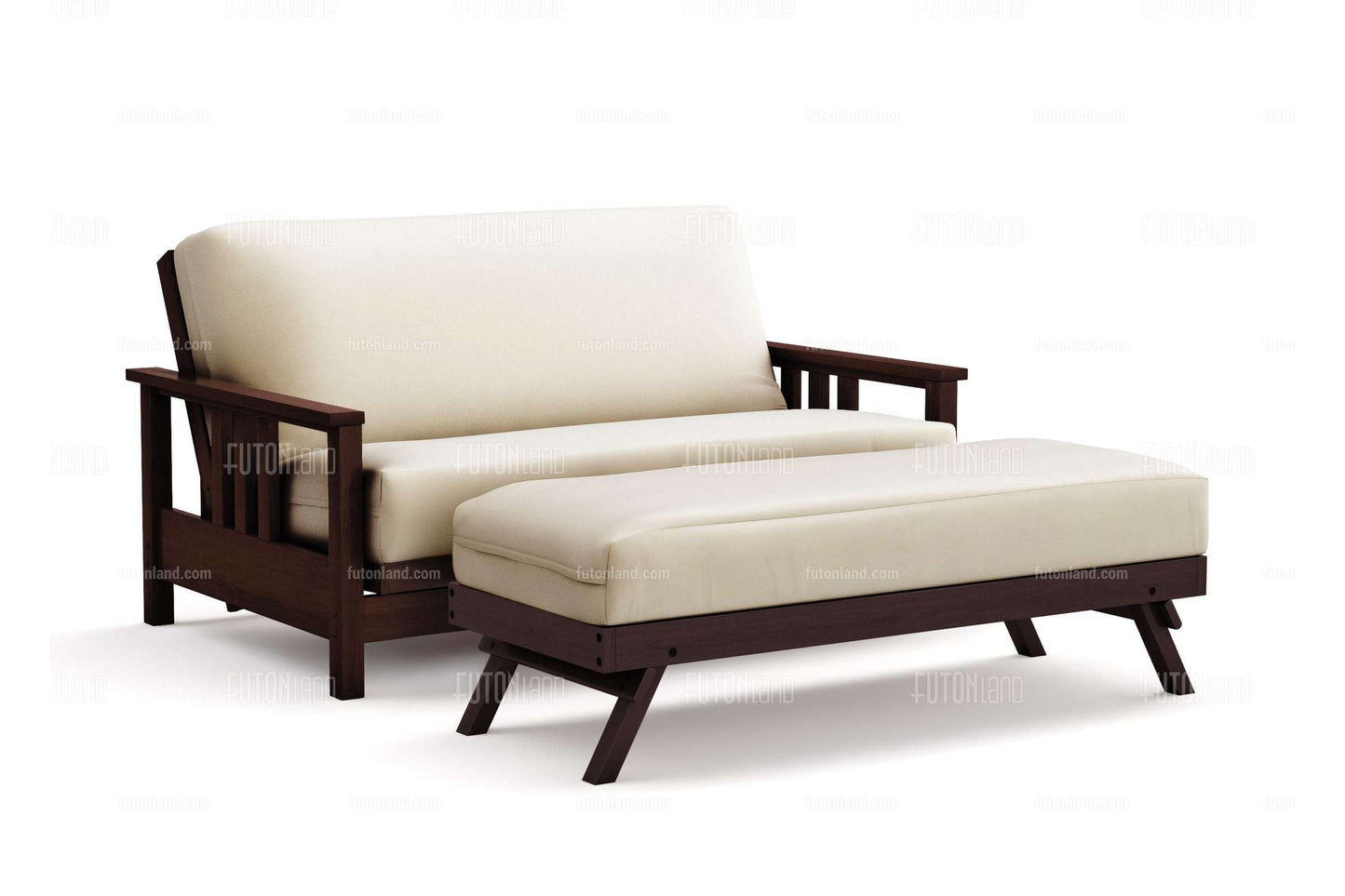 Queen Loveseat Futon Frame - Durango Black Walnut Wall Hugger