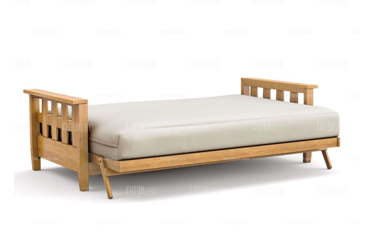 Queen Size Futon Frame - Lambton Natural Wall Hugger