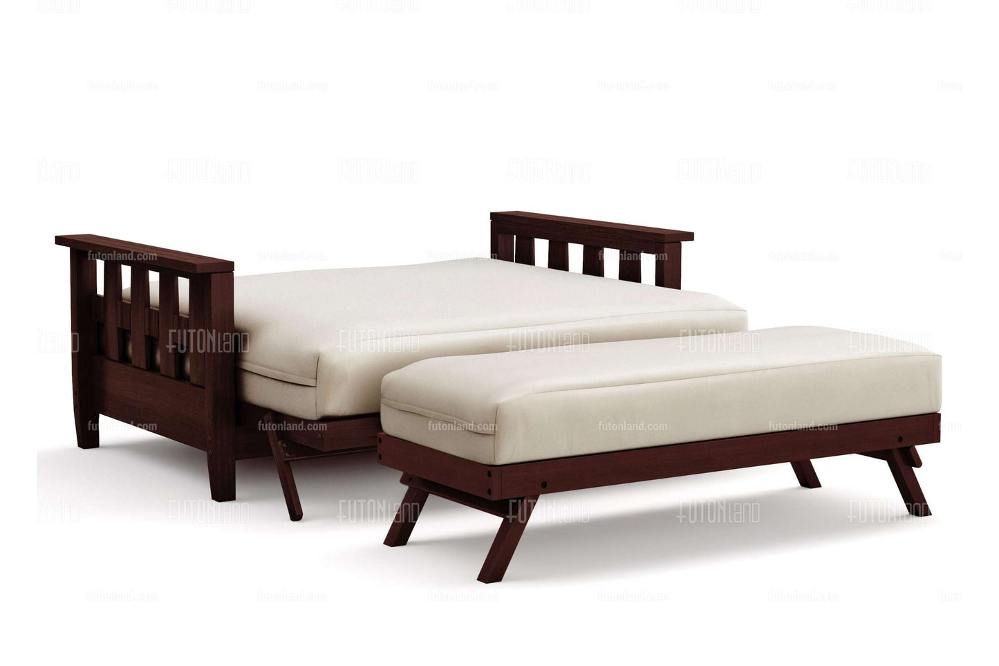 Queen Loveseat Futon Frame - Lambton Dark Cherry Wall Hugger