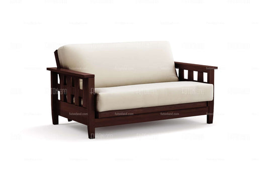 Queen Loveseat Futon Frame - Lambton Dark Cherry Wall Hugger