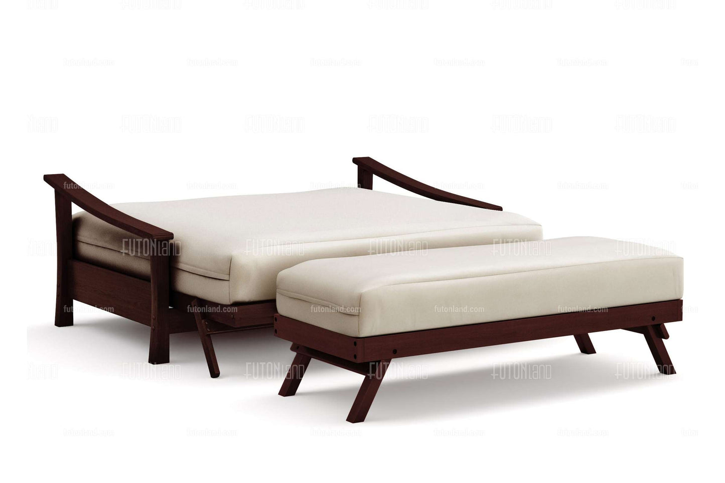 Queen Loveseat Futon Frame - Pagoda Black Walnut Wall Hugger