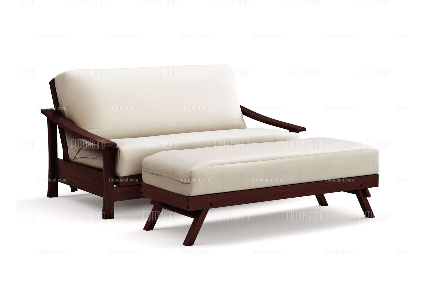 Queen Loveseat Futon Frame - Pagoda Black Walnut Wall Hugger