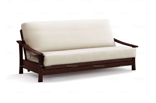 Queen Size Pagoda Wall Hugger Futon Frame in Black Walnut Finish