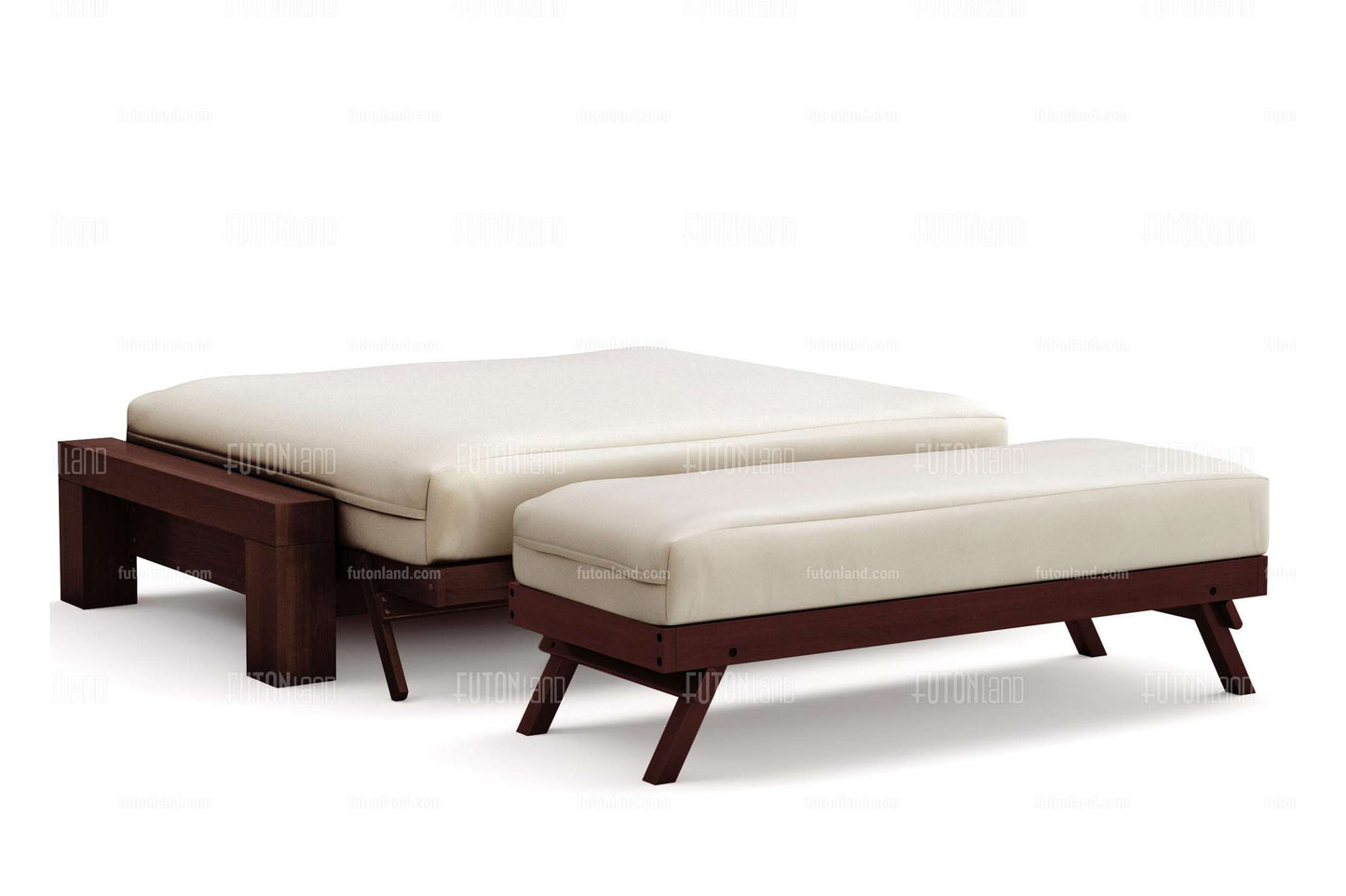 Queen Loveseat Futon Frame - Rockwell Wall Hugger in Black Walnut