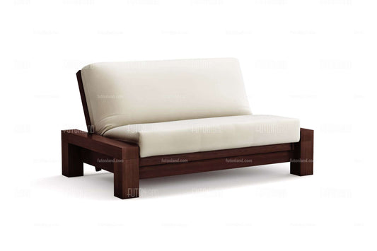 Queen Loveseat Futon Frame - Rockwell Wall Hugger in Black Walnut