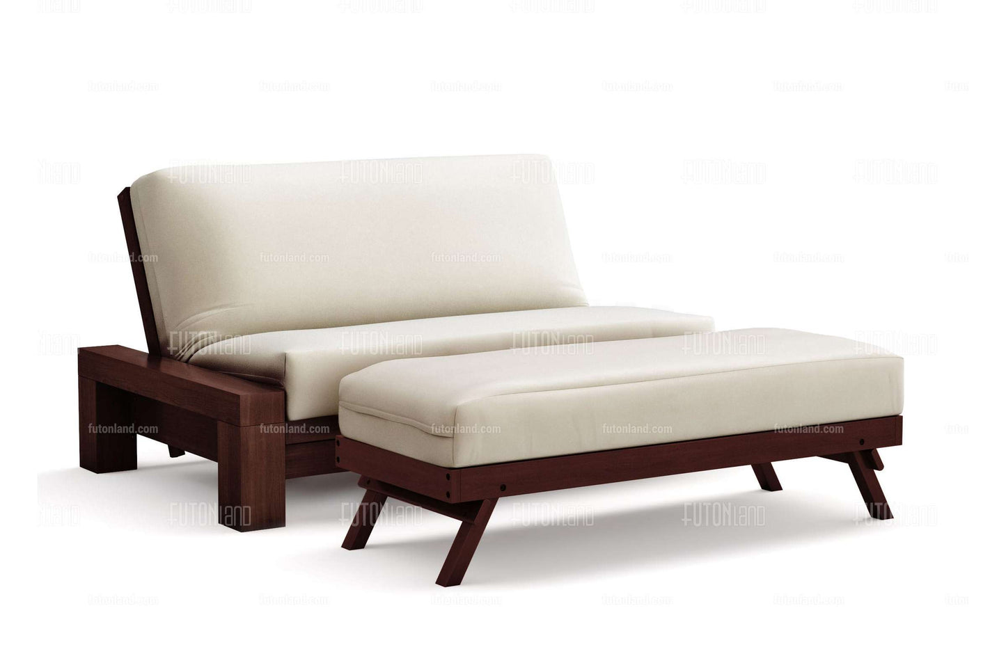 Queen Loveseat Futon Frame - Rockwell Wall Hugger in Black Walnut