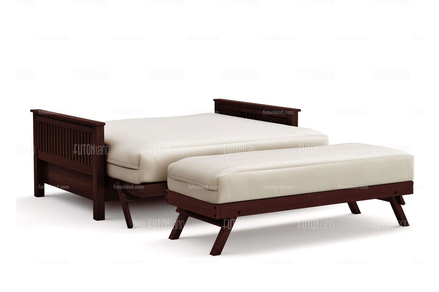 Queen Loveseat Futon Frame - Tiro Dark Cherry Wall Hugger