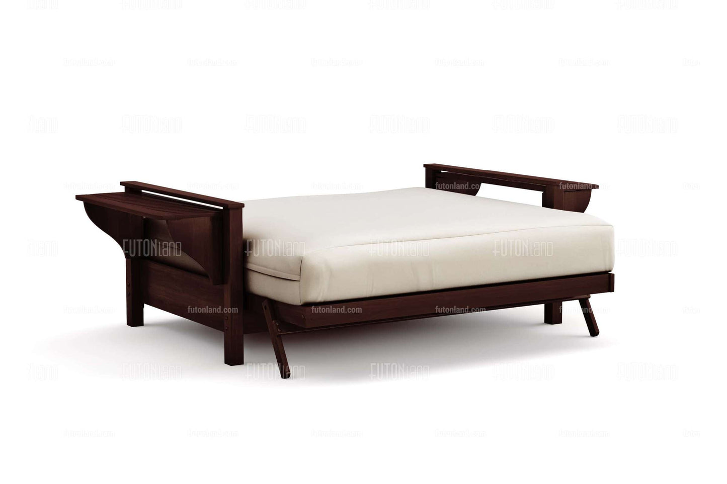 Queen Loveseat Futon Frame - Tiro Dark Cherry Wall Hugger