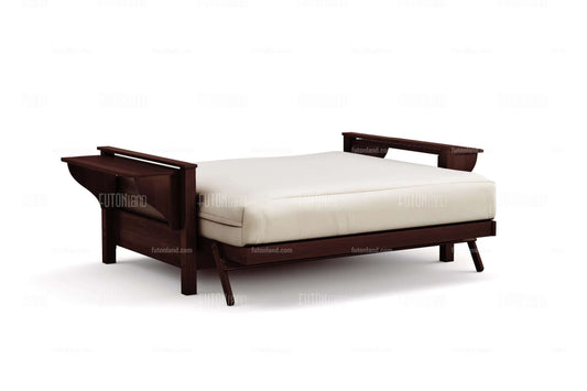 Queen Loveseat Futon Frame - Tiro Dark Cherry Wall Hugger