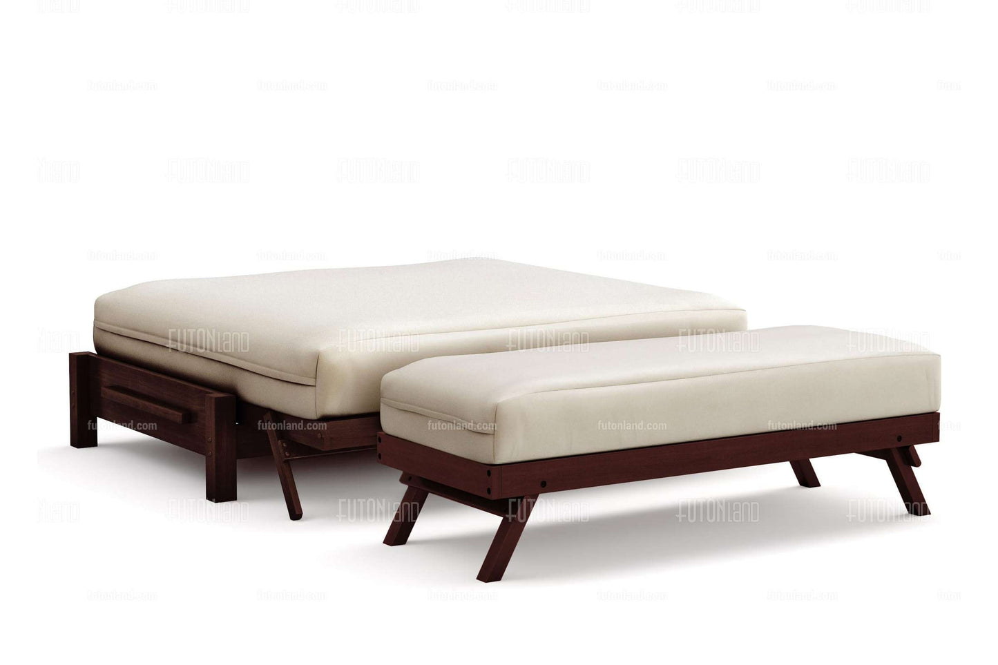 Queen Loveseat Futon Frame - Tozi Black Walnut Wall Hugger