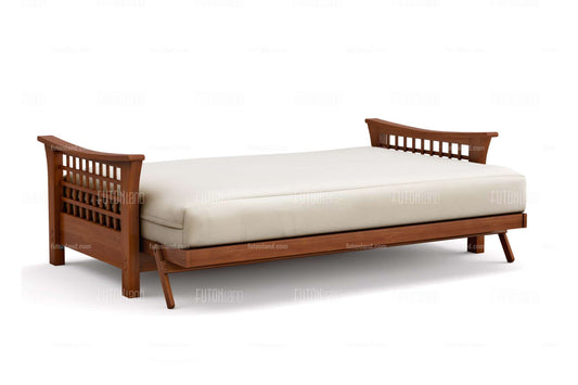 Queen Size Trelli Warm Cherry Wall Hugger Futon Frame