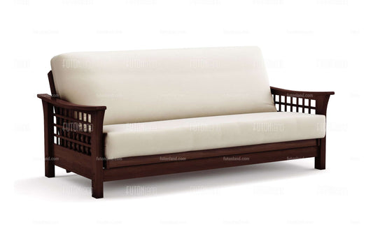 Queen Size Futon Frame - Trelli Black Walnut Wall Hugger