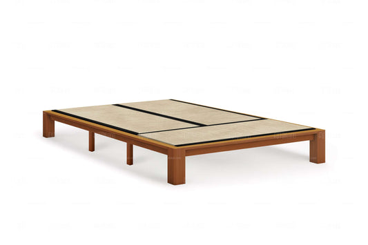 Japanese-Style Tall Tatami Solid Wood Platform Bed Base - Natural Finish, 6' x 9'
