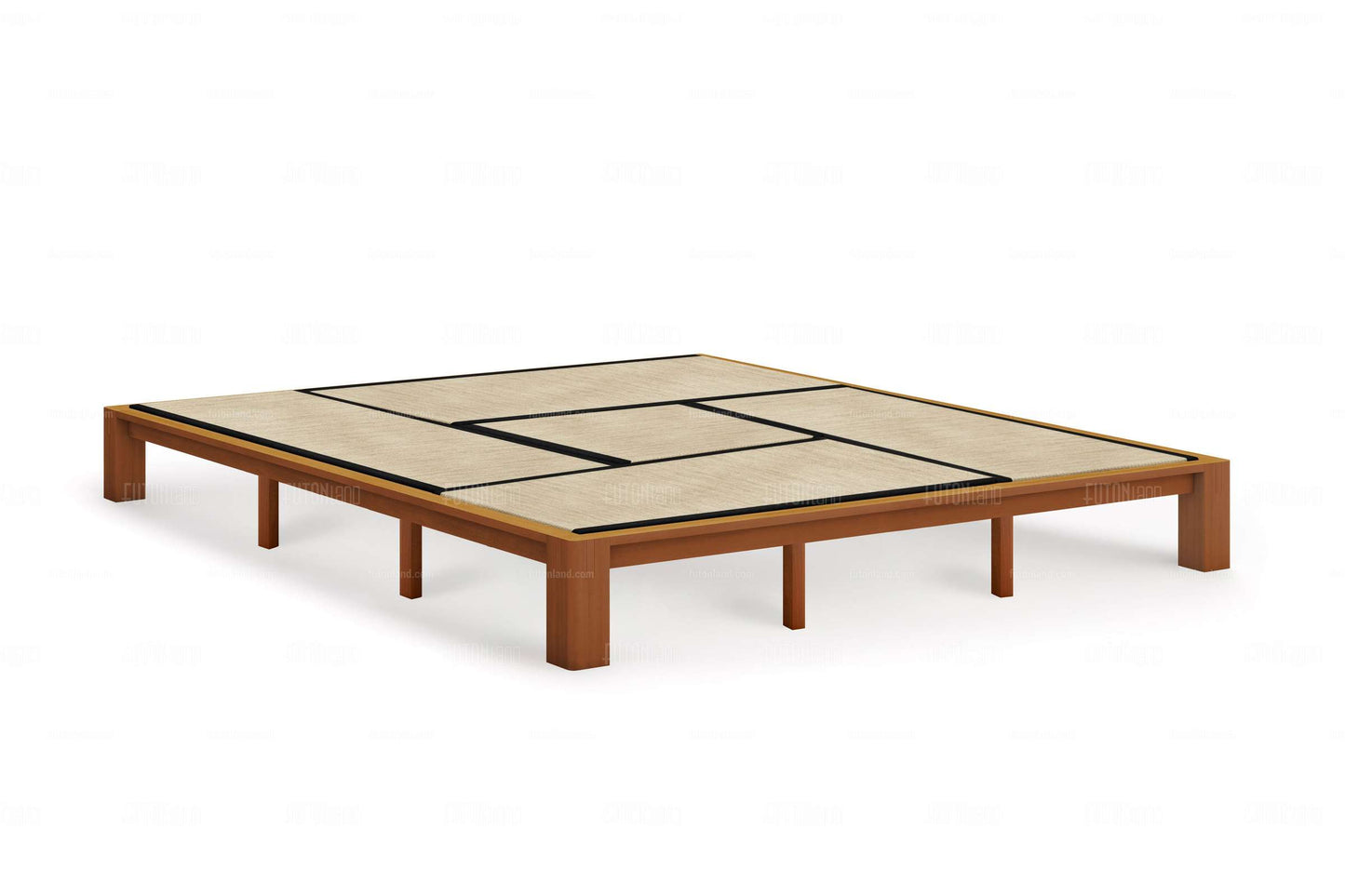Japanese-Style Tall Tatami Platform Base - 9' x 9' Solid Indonesian Mahogany