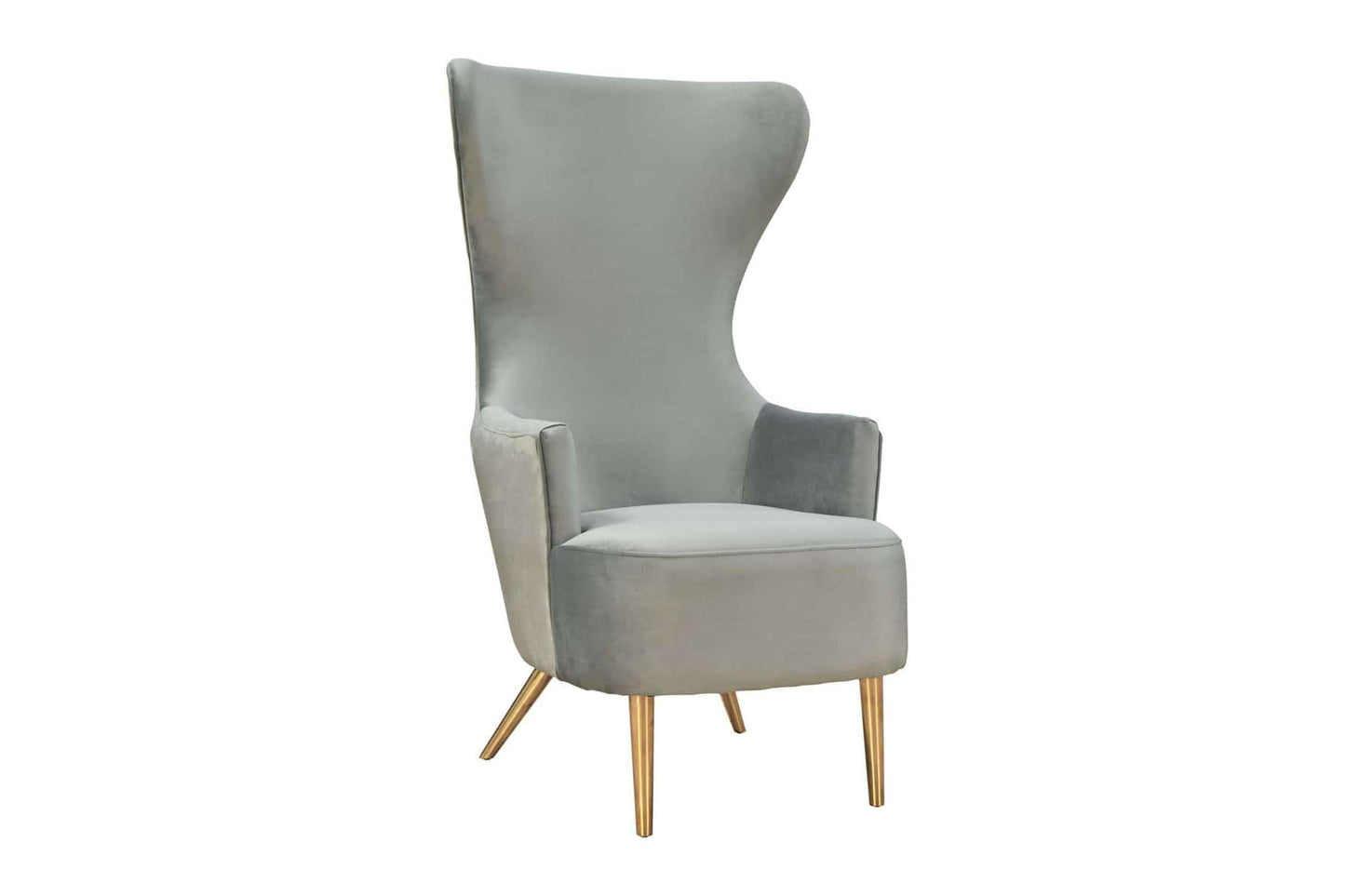 Julia Gray Wingback Chair by TOV Furniture - Luxurious Velvet Accent Chair