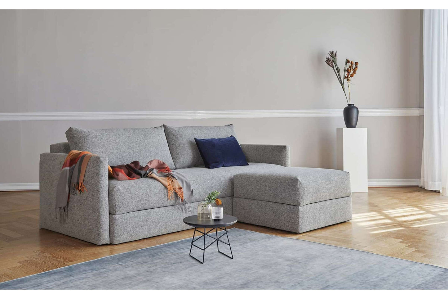 Sleek Sofa Bed (Queen Size) Melange Light Gray