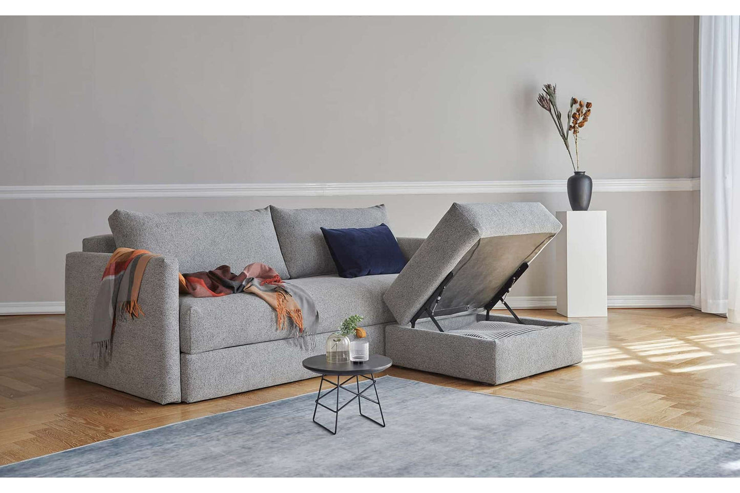 Sleek Sofa Bed (Queen Size) Melange Light Gray