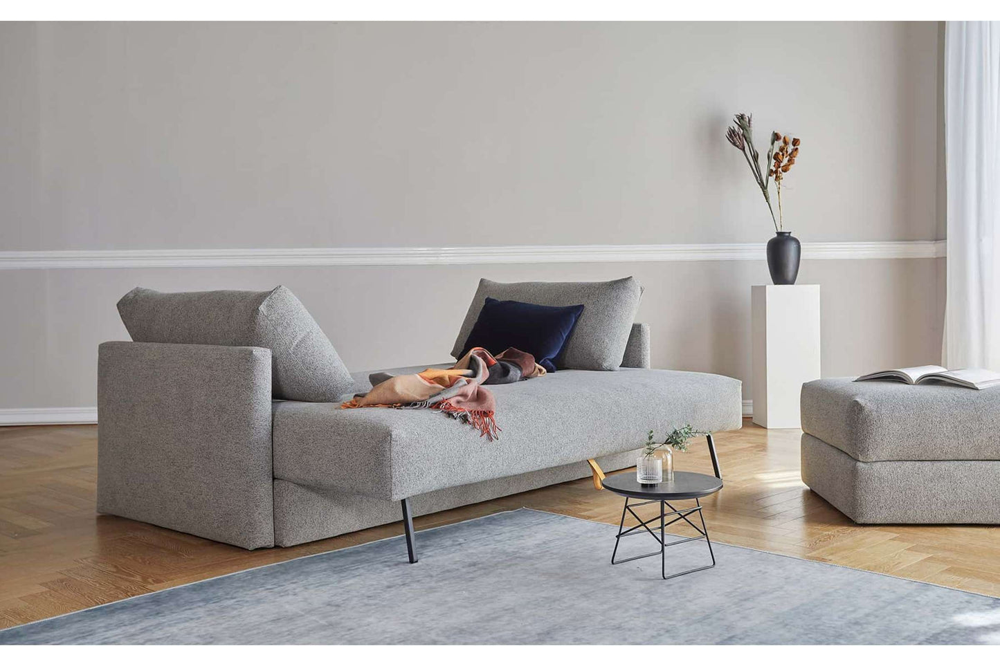 Sleek Sofa Bed (Queen Size) Melange Light Gray