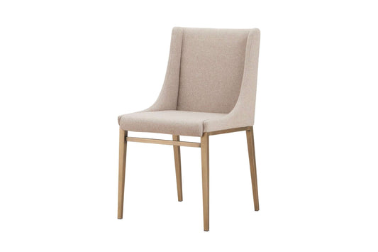 Modrest Mimi Contemporary Beige Fabric Dining Chair with Antique Brass Legs (Set of 2)