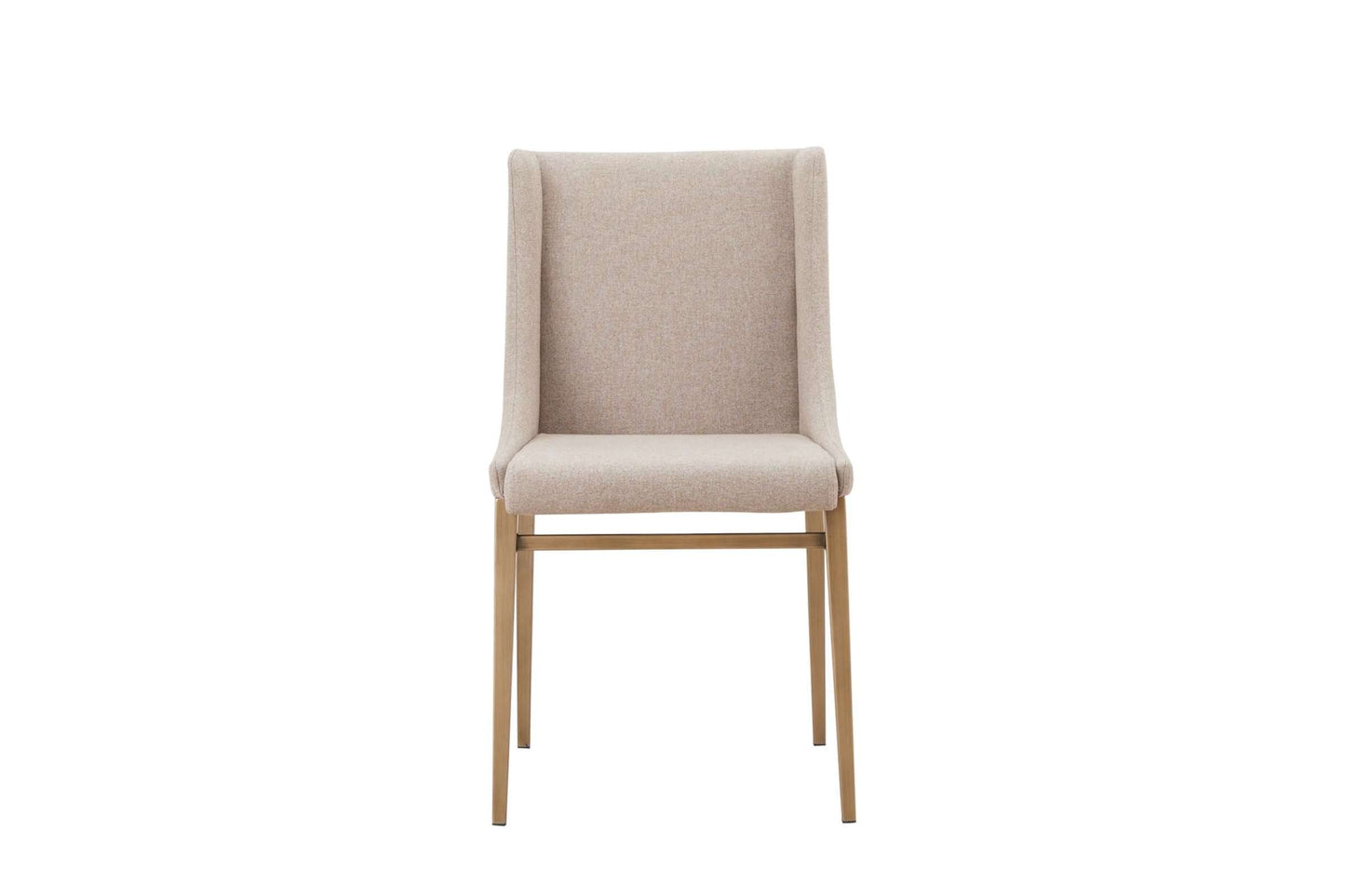 Modrest Mimi Contemporary Beige Fabric Dining Chair with Antique Brass Legs (Set of 2)