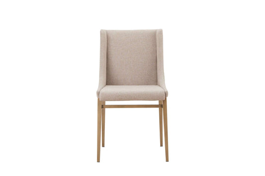 Modrest Mimi Contemporary Beige Fabric Dining Chair with Antique Brass Legs (Set of 2)
