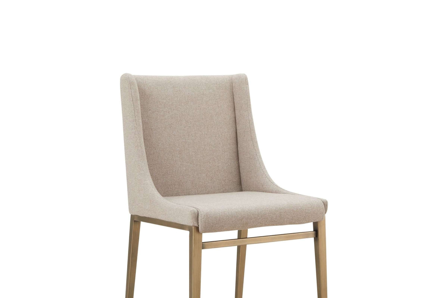 Modrest Mimi Contemporary Beige Fabric Dining Chair with Antique Brass Legs (Set of 2)