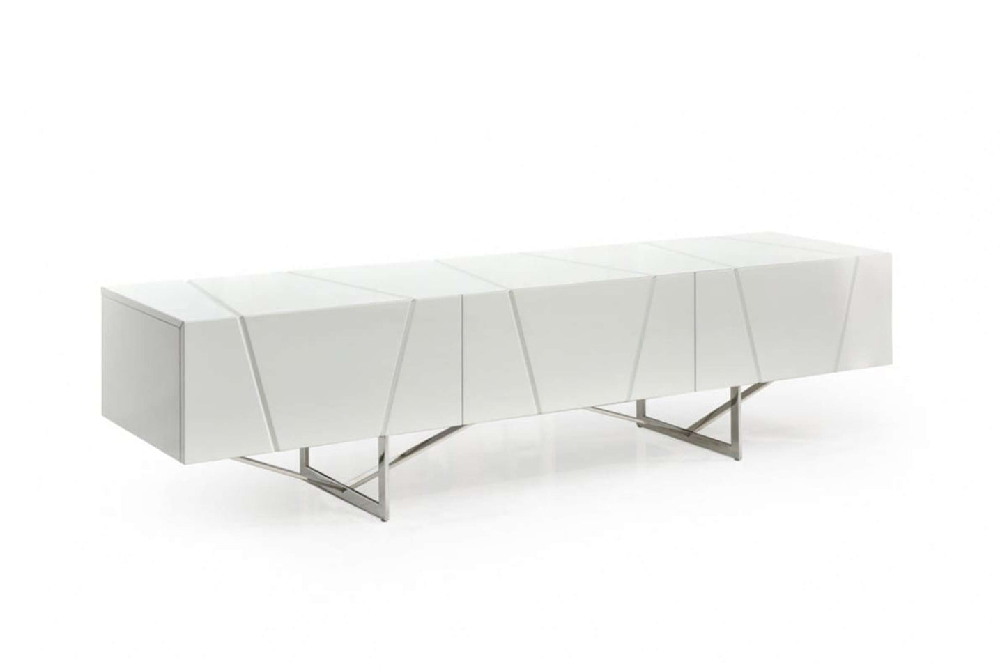 Chrysler Modern White High Gloss TV Stand with 3 Drawers