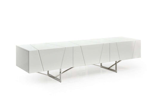 Chrysler Modern White High Gloss TV Stand with 3 Drawers