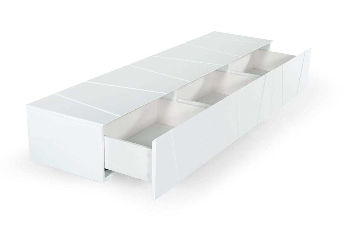Chrysler Modern White High Gloss TV Stand with 3 Drawers