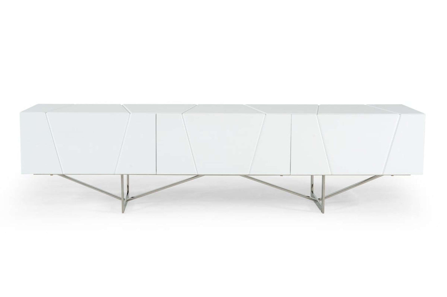 Chrysler Modern White High Gloss TV Stand with 3 Drawers